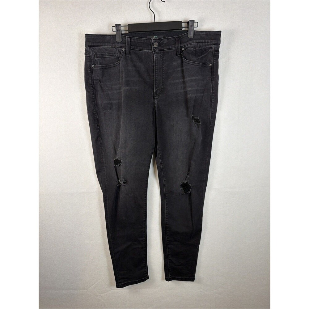 LuLaRoe Magic Waist Skinny Jeans Womens 34 Black Distressed Stretch Denim Pants
